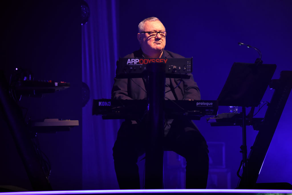 LONDON, ENGLAND - NOVEMBER 16: David Ball of Soft Cell performs on stage at the Eventim Apollo on November 16, 2021 in Lon...